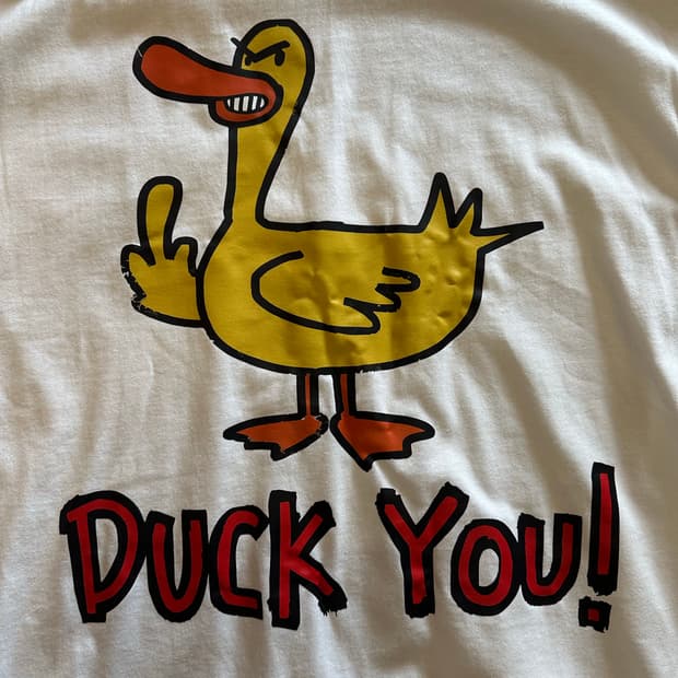 "DUCK YOU!" 앵그리 오리 그래픽 티셔츠 - L