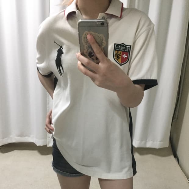 폴로 랄프로렌 스위스 흰검 빅포니 카라 반팔 티