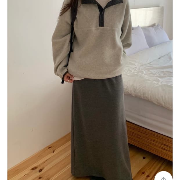 (새상품)밴딩 롱 스커트  차콜 롱 스커트