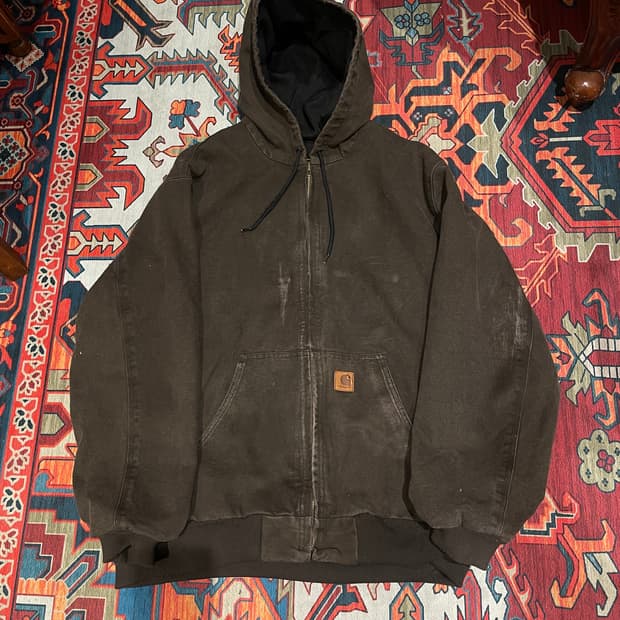 Usa 90s 칼하트 J25 다크 브라운 후드 자켓 XL