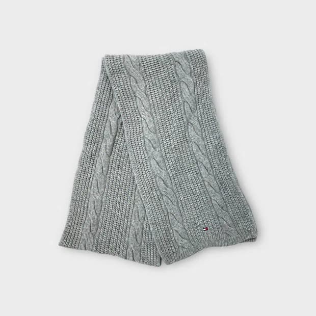 [M13] 타미힐피거 케이블 니트 머플러 그레이
