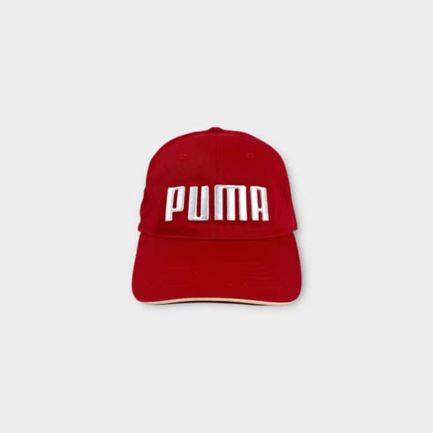 [1481] 푸마 빅자수 배색 라인 포인트 볼캡 레드