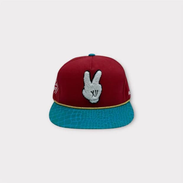 트웰라이브 뽀글이 브이 스냅백 레드 민트 (1675)