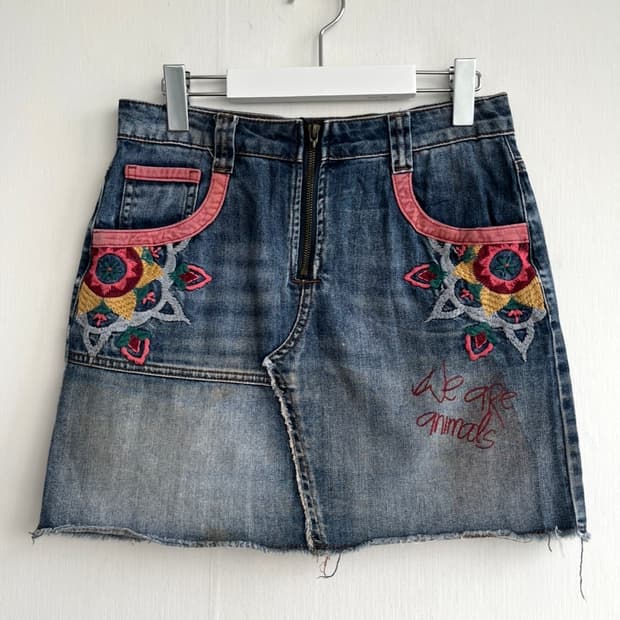 Desigual 데님 자수 스커트
