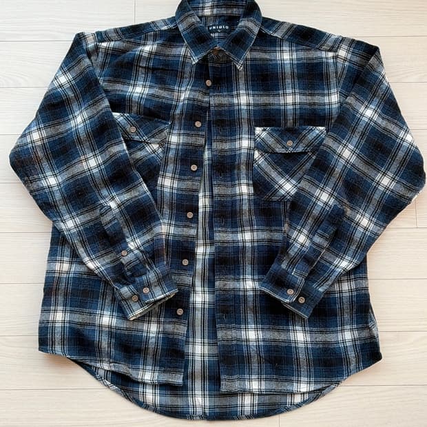 90s  올드 유니클로 플란넬 셔츠 자켓 L (103-105)