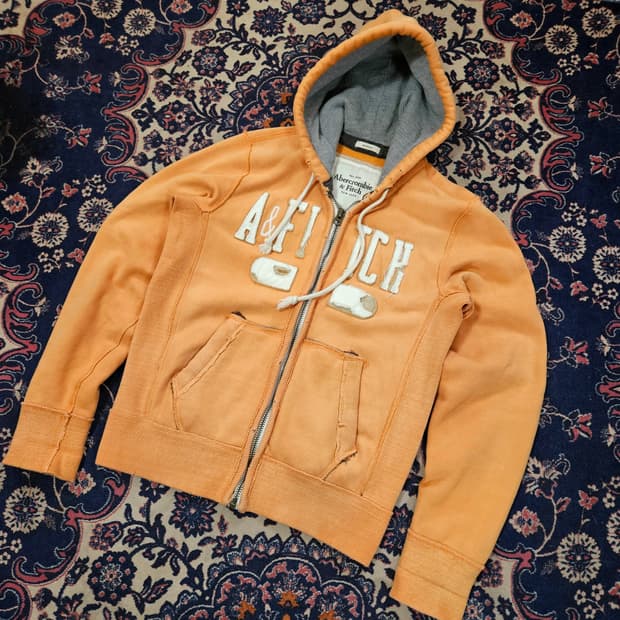 아베크롬비 Y2k 워시드 빈티지 오렌지 후드집업 M