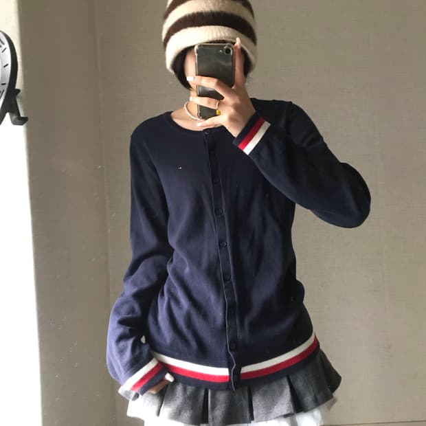 타미힐피거 네이비 가디건