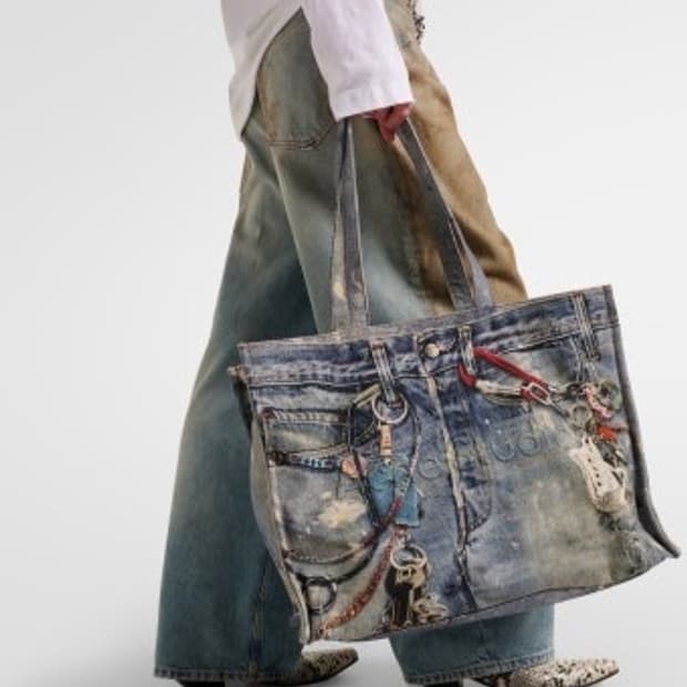 아크네 스튜디오 트롱프뢰유 데님 토트백