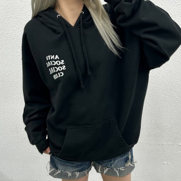 안티소셜클럽 미니로고 블랙 후드 XL