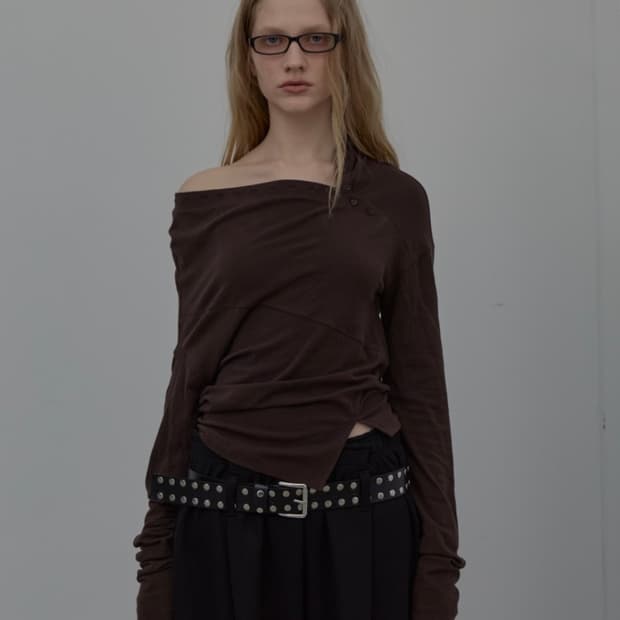 LCDC RUFFLED NECK LINE JERSEY TOP M