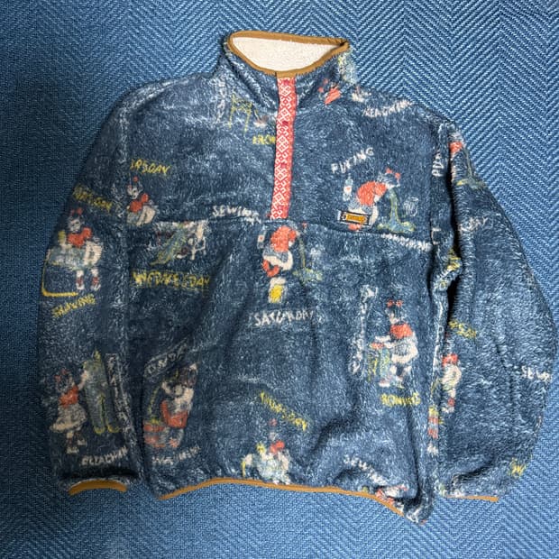 [3]캐피탈 컨트리 캘린더 패턴 플리스 스냅 후리스 자켓