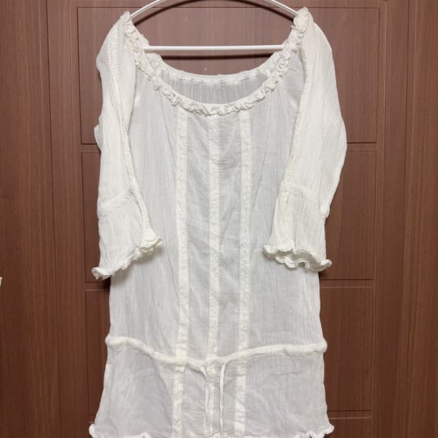 모리걸 하구미 아오이유우 일본 빈티지 레이스 아이보리 화이트 블라우스