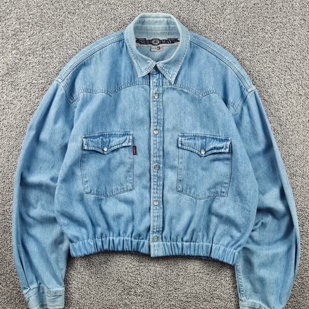 SUBWAY 크롭 밴딩 커스텀 웨스턴 데님 셔츠 ( XL )/ 11637