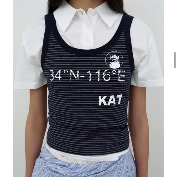 Lcdc tm KAT PRINT SLIM TANK TOP (NAVY)