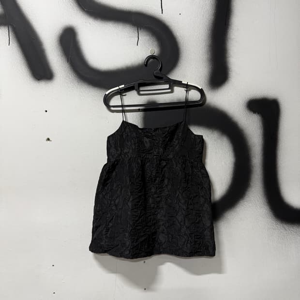 VTG 빈티지 블랙 러블리 모리 엠보싱 뷔스티에 슬리브리스