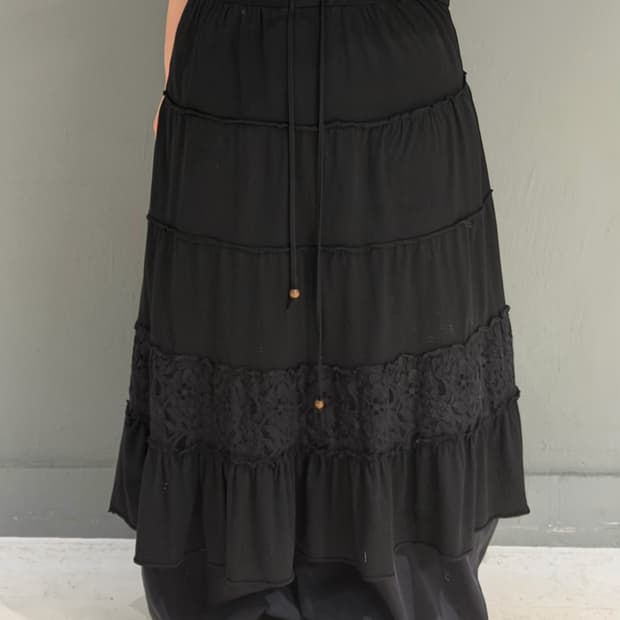 can-can frill detail long skirt