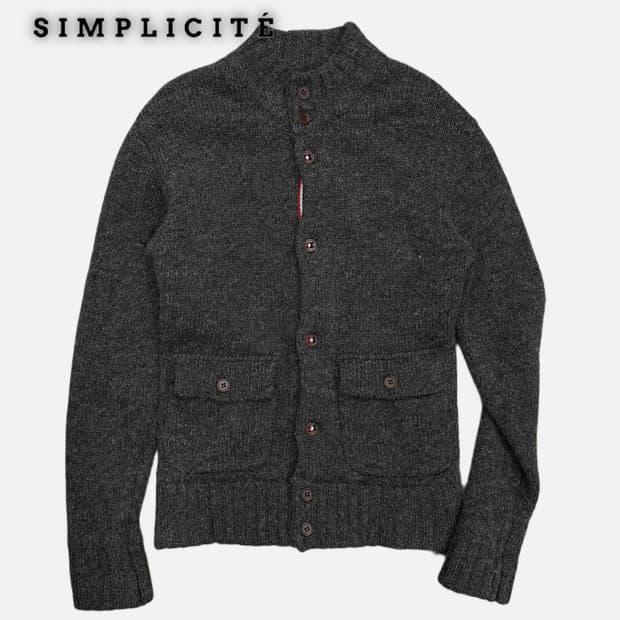 SIMPLICITE PLUS charcoal wool cardigan