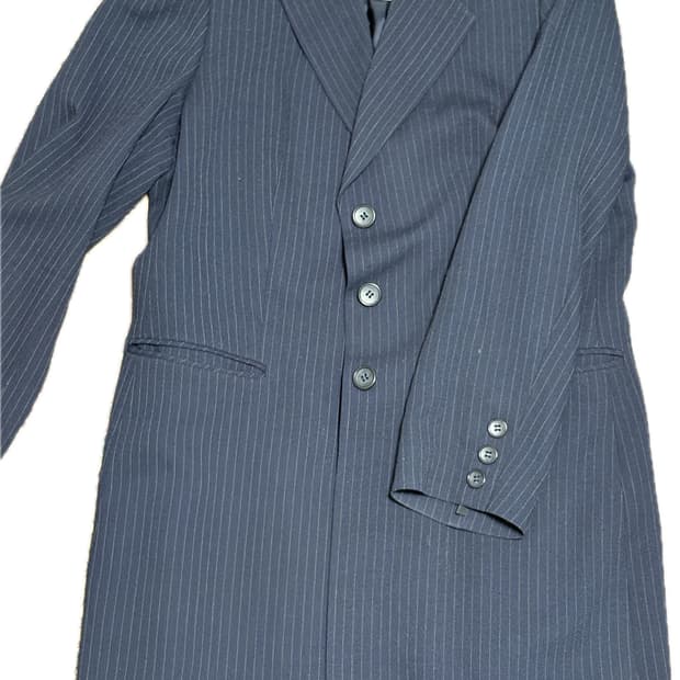 Anis 네이비 스트라이프 롱 자켓