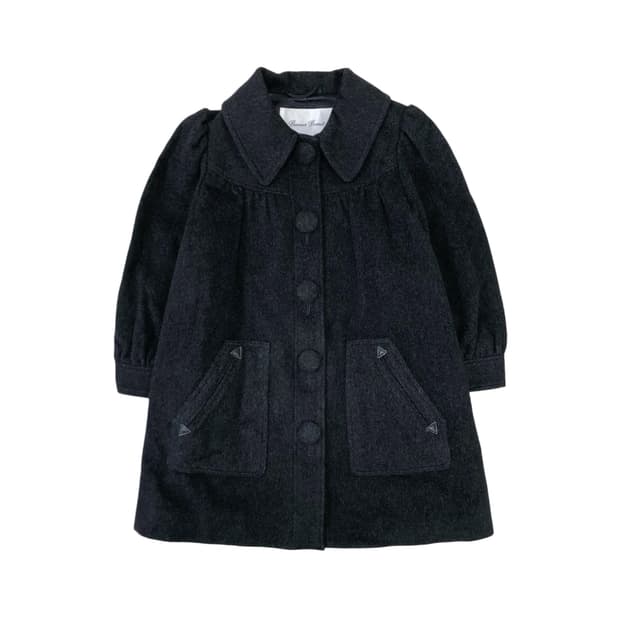 차콜 미디 핀턱 코트