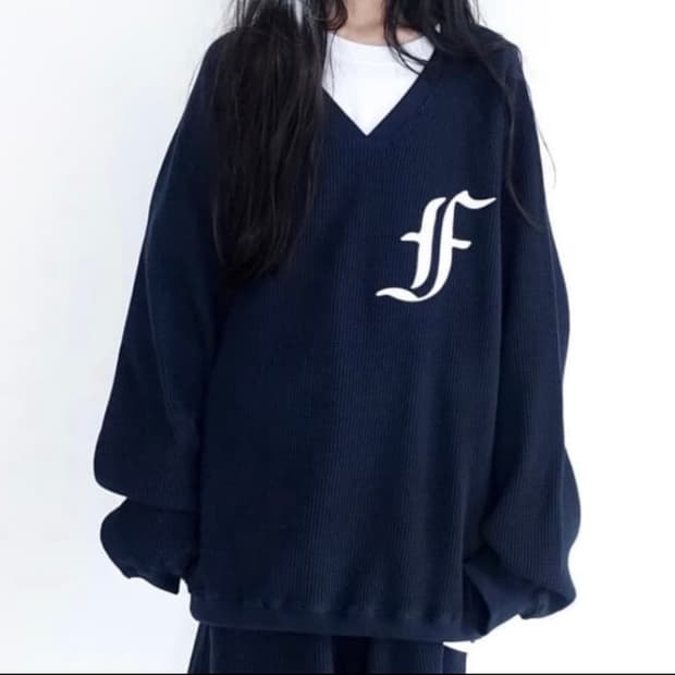 샵페어리 와플 맨투맨 네이비