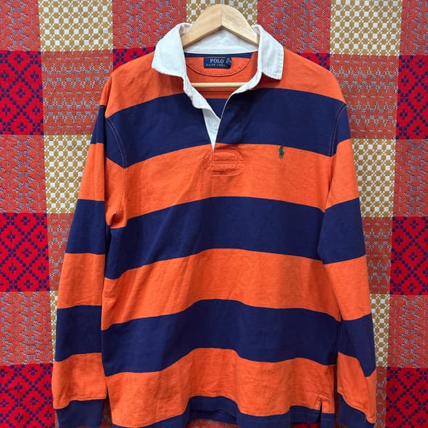폴로랄프로렌 럭비티 오렌지네이비 L