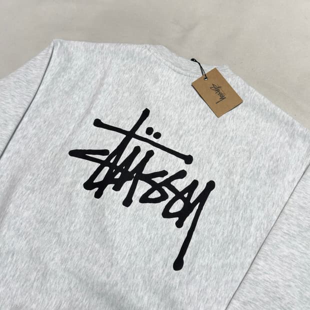 L 새상품 스투시 빅로고 애쉬 헤더 기모 맨투맨