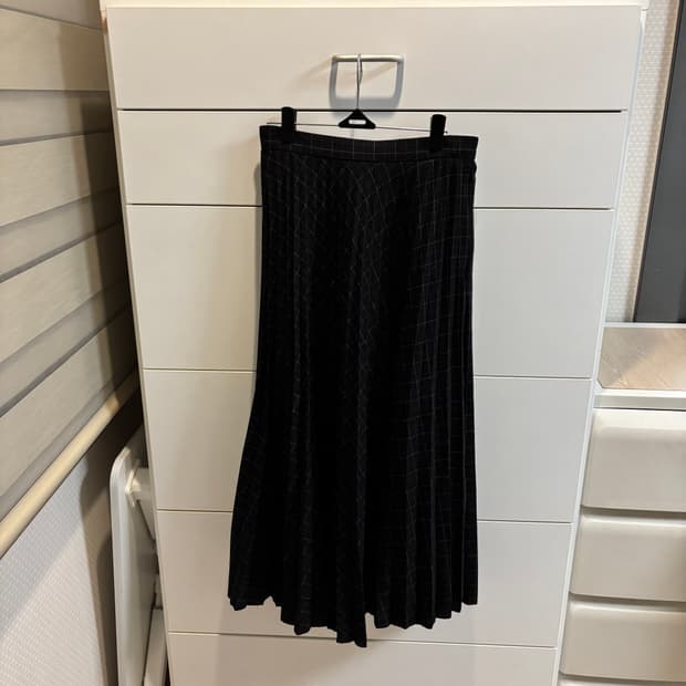 일본제 PRENON ASSHU 체크 플리츠 롱스커트