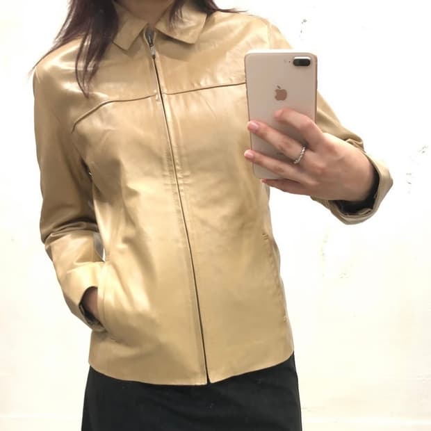 빈티지 미니멀 레더 자켓
