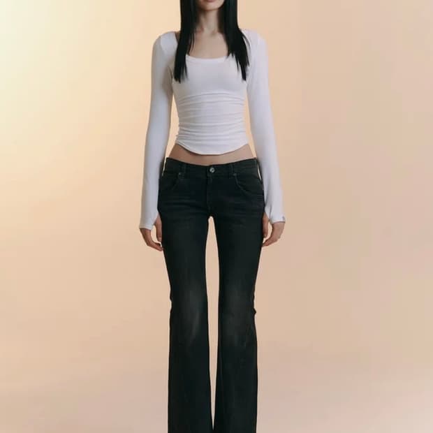 플노팔 25빈티지 워싱 부츠컷데님 딥그레이