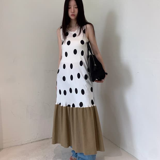 MAISON MARGIELA DOTS SILK MAXI DRESS