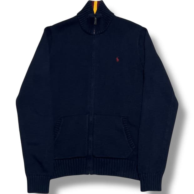 Polo Ralph Lauren 코튼 케이블 크롭 반집업 니트