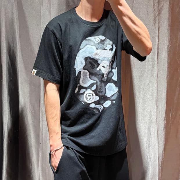 L BAPE 베이프 그레이 빅샤루 블랙 반팔