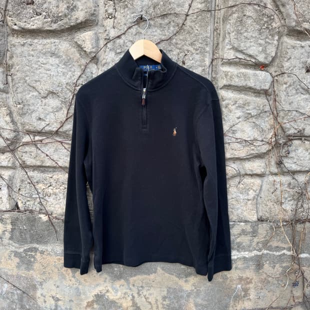 폴로 랄프로렌 빈티지 하프 집업 니트 스웻 셔츠 맨투맨 블랙