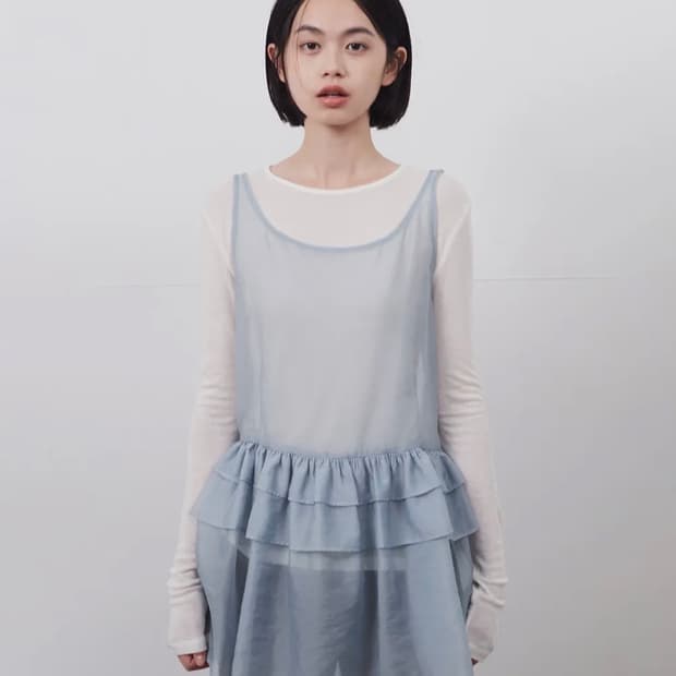 오헤시오 쉬어 레이어드 미니 드레스 블루