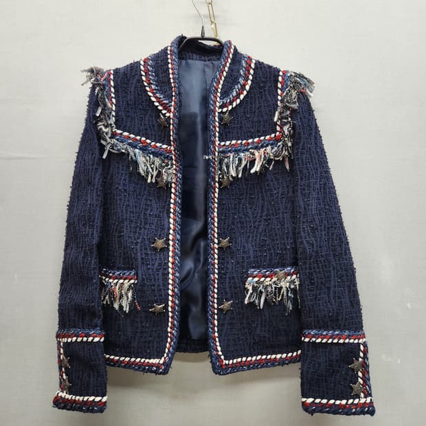 JS뉴욕 별단추 디테일 트위드 빈티지 오픈자켓 F(S~M)