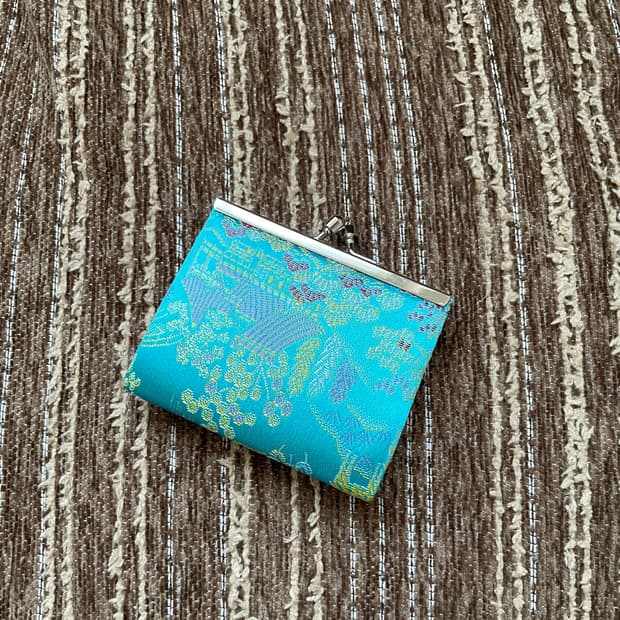 Oriental Blue Satin Pocket Wallet