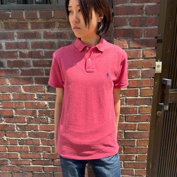 Polo Ralph Lauren 핑크 카라 반팔 티셔츠 S