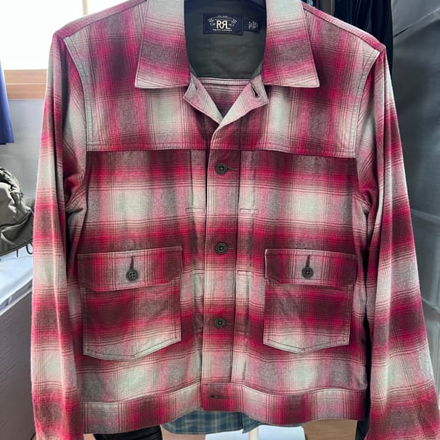 Rrl 플레이드 트러커 L / 체크 셔츠 데님 자켓 더블알엘