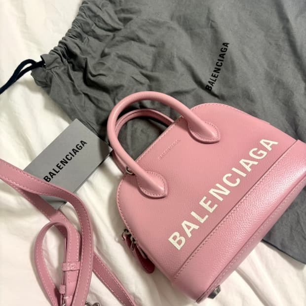 정품 발렌시아가 빌탑 핸드백 핑크 급처