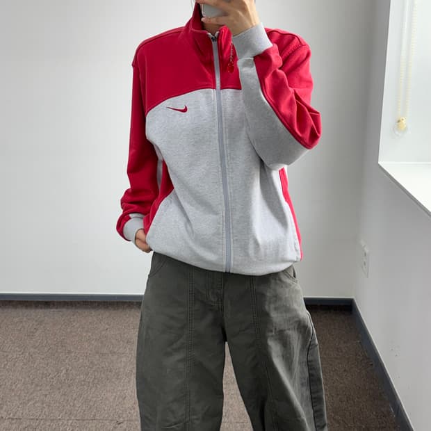 Nike 나이키 레드 로고 레드 그레이 집업