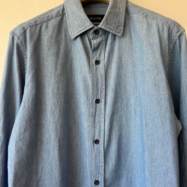 마시모뚜띠 남성 중청 데님긴팔셔츠 청헤지셔츠