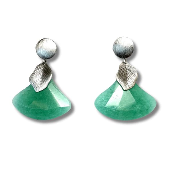 Green Jade Silver Drop Earrings