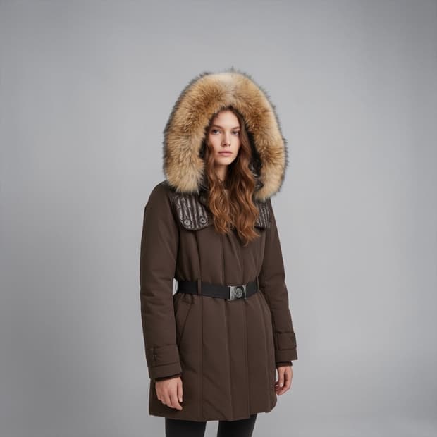 1/ 몽클레어 구스다운 리얼퍼 벨티드 패딩자켓