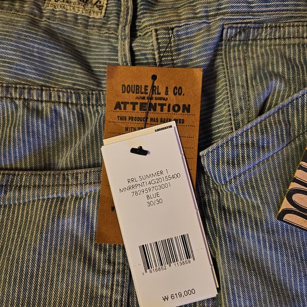 새상품 RRL 빈파포 30/30한국정발] 정가62 데님 팬츠 더블알엘