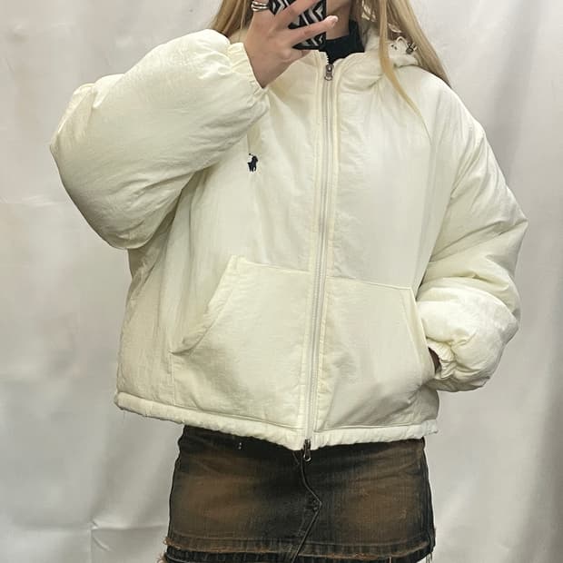 폴로 화이트 숏패딩