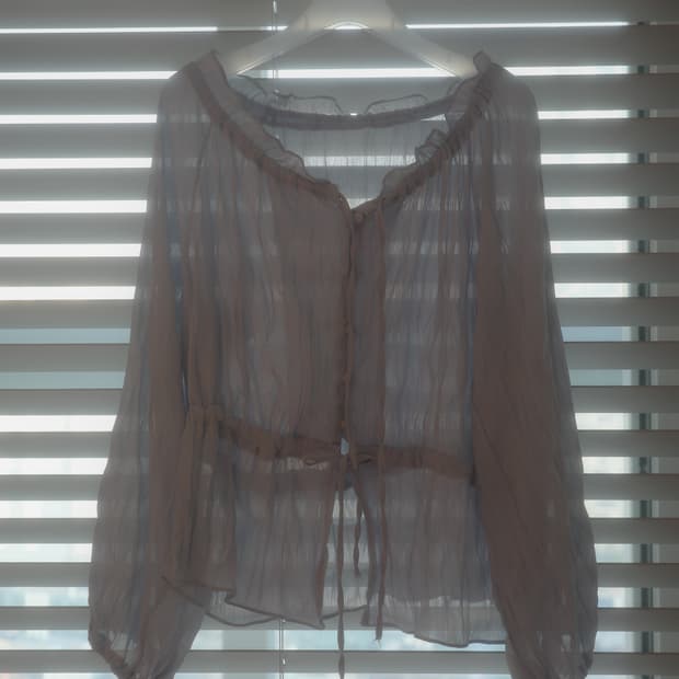 Vtg 셔링 쉬폰 블라우스