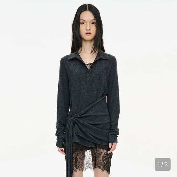 세릭 TWIST BUTTON TOP / CHARCOAL