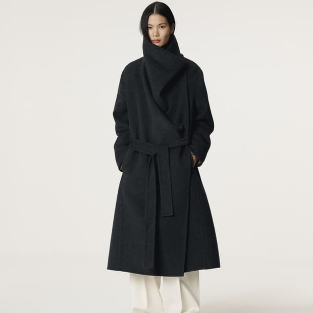 렉토 RECTO 캐시미어 블랜드 드레이프 코트 블랙