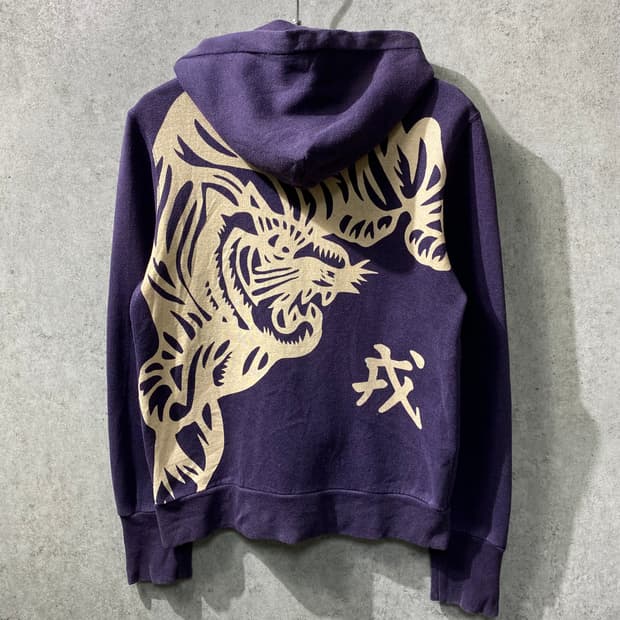 [S-M] Evisu 에비수 빈티지 페이딩 빅 프린트 후드집업