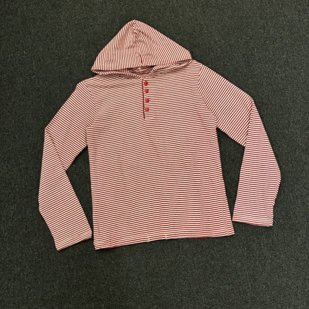 OS) Japanese vintage 여성 줄무늬 후드 롱슬리브